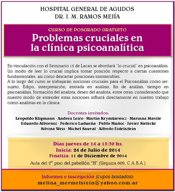 Problemas Cruciales del Psicoanálisis - Curso Postgrado Hospital Ramos Mejia
